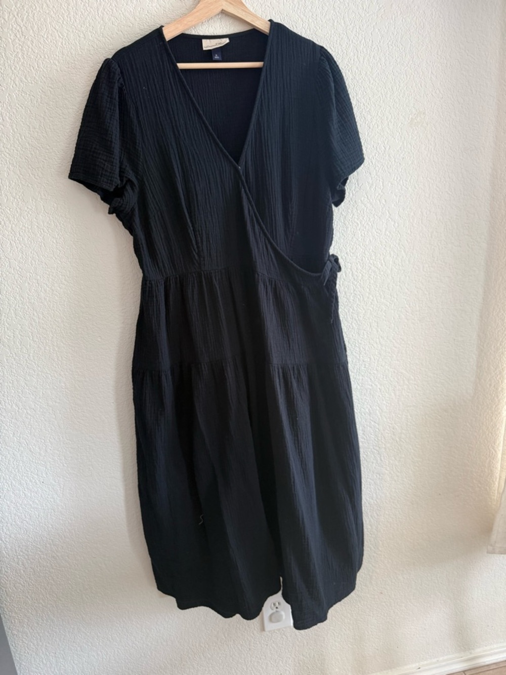 Universal Thread Black Wrap-Style Midi Dress